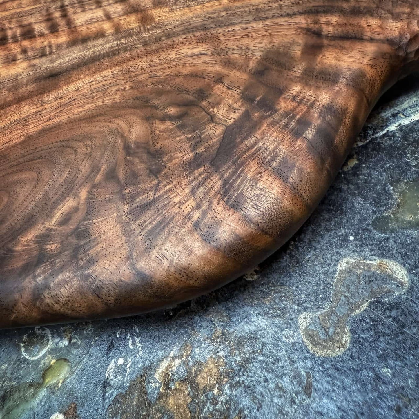 artisan serving board made from curly black walnut hardwood