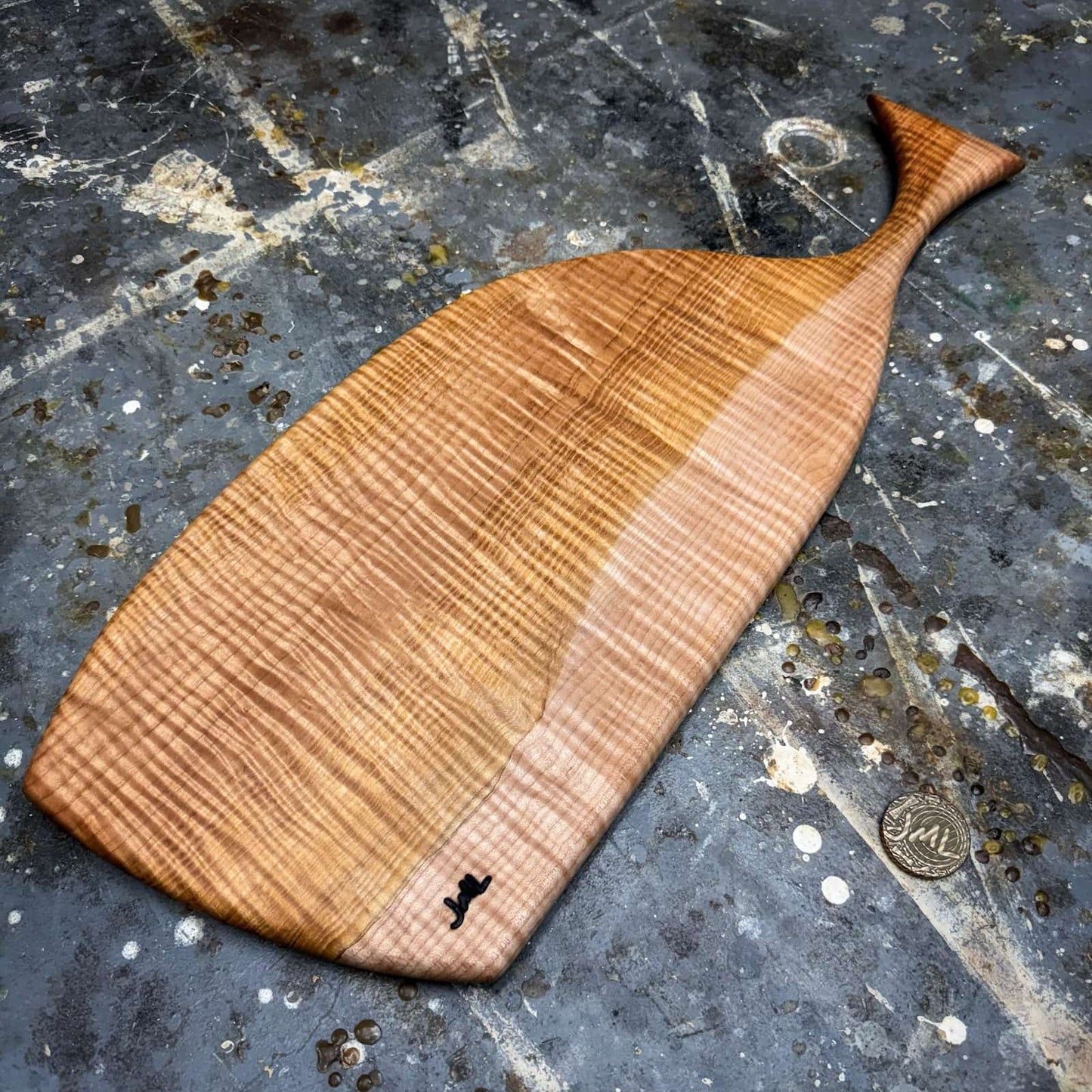 overhead view highlighting dramatic curl and color variation