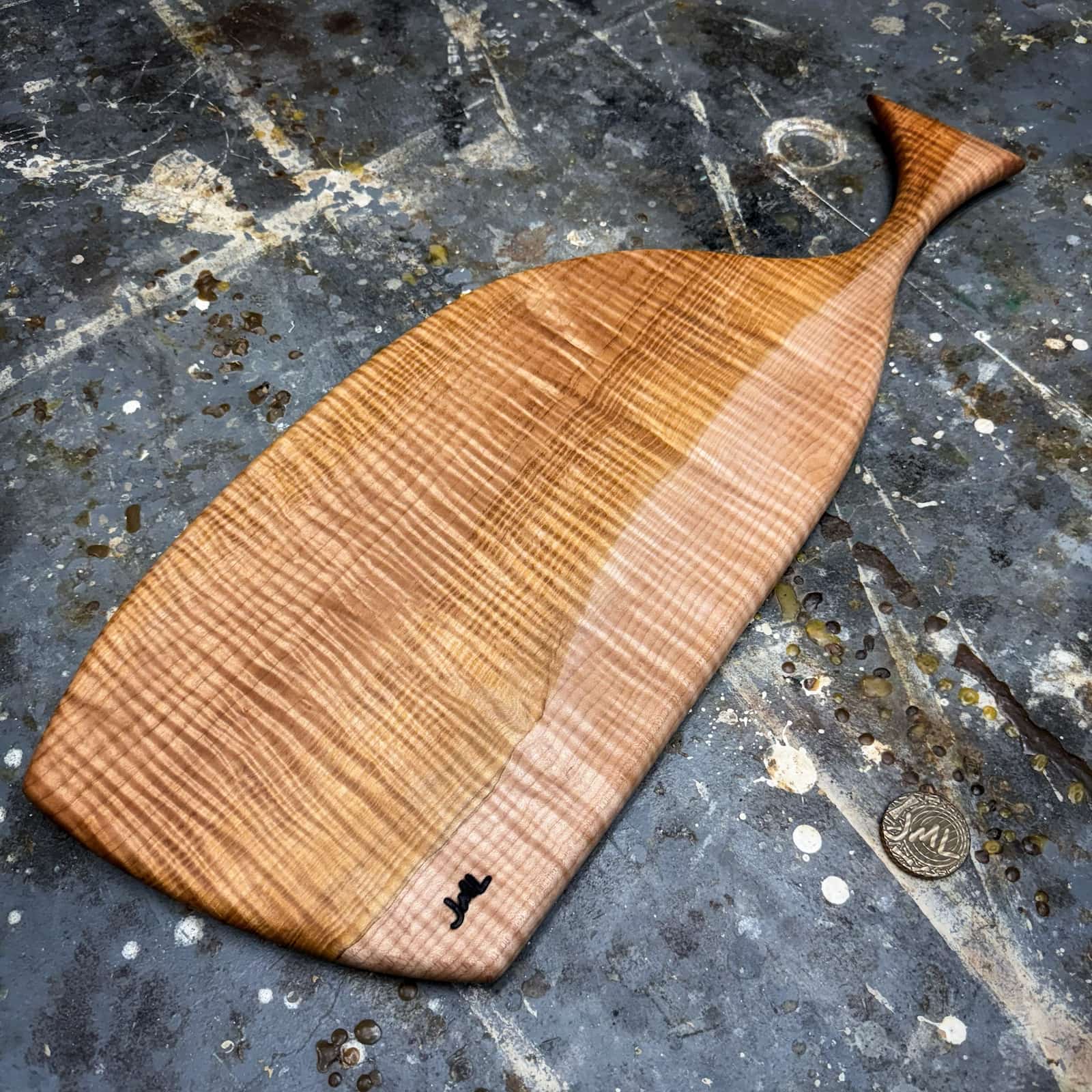 overhead view highlighting dramatic curl and color variation