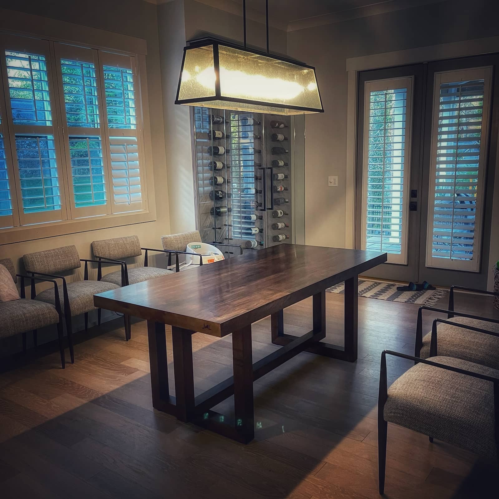 crafted hardwood piece with clean modern lines, rich natural tone, and a refined architectural look created by JML Woodcraft