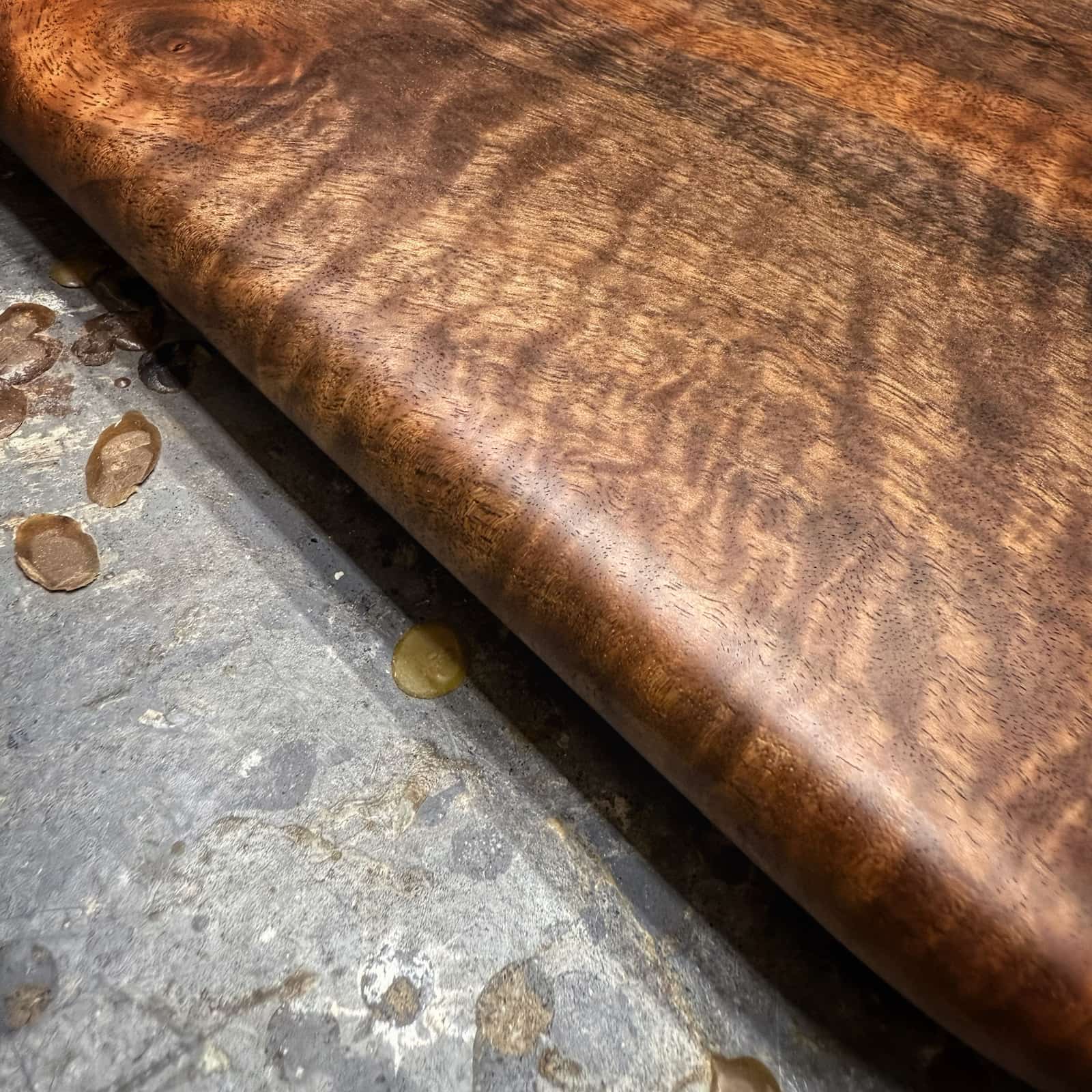 closeup of marble grain and subtle curl in english walnut