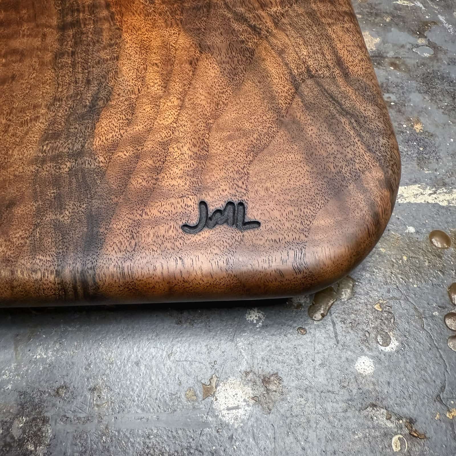 closeup of grain detail and natural color variation in walnut