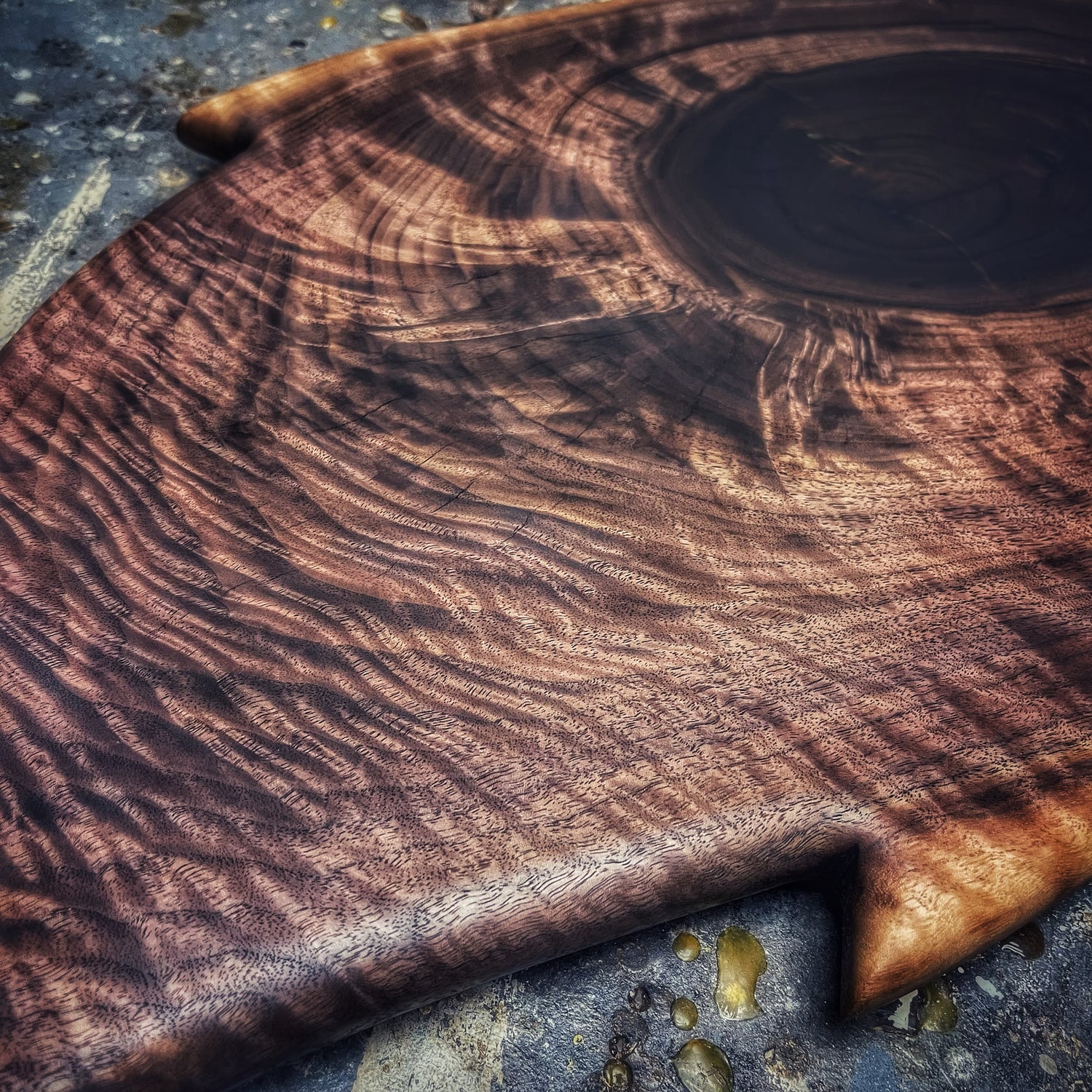 handcrafted hardwood surface with vivid natural detail, deep tonal contrast, and crisp refined shaping finished by JML Woodcraft