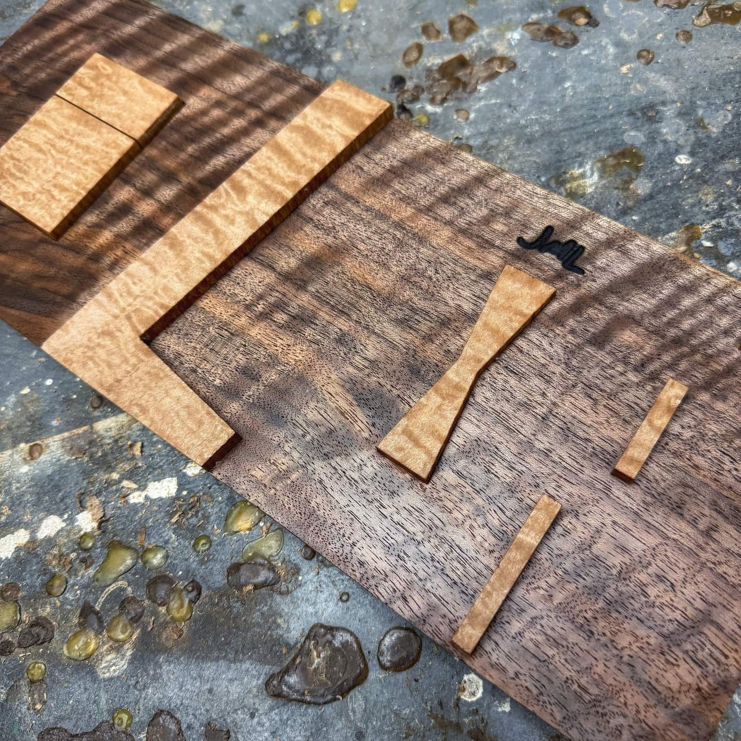 Handcrafted walnut and maple inlay jig by JML