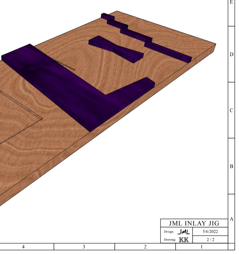 2D rendering preview of the JML inlay jig showing design shape and size options