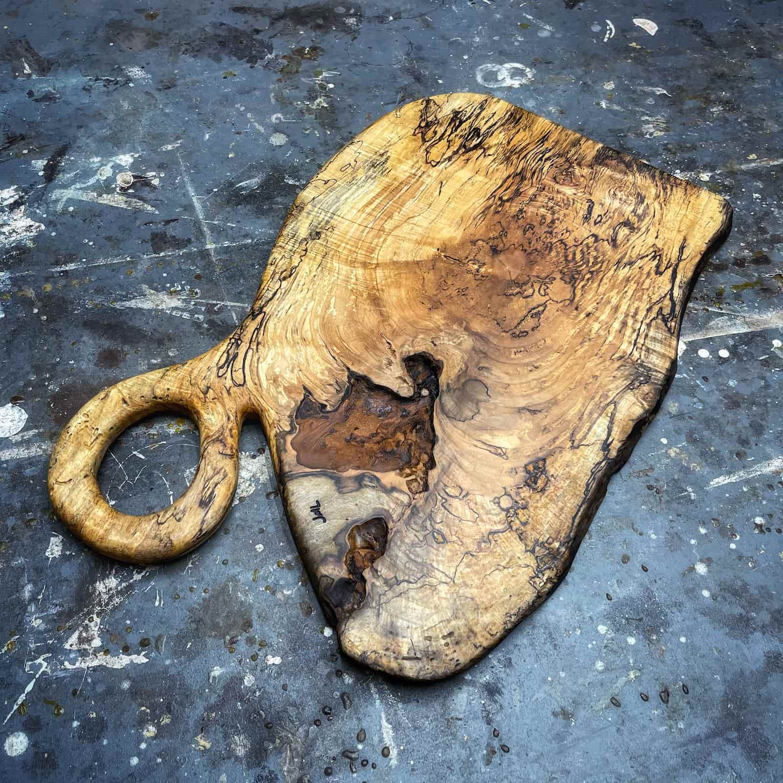 Large spalted maple serving board handcrafted from figured hardwood