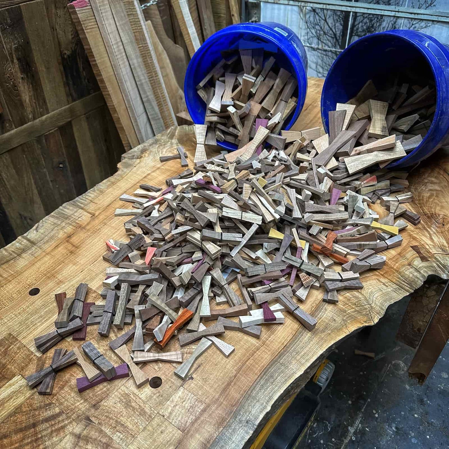 Assorted premium wooden bow tie inlays for furniture repairs and decorative joinery