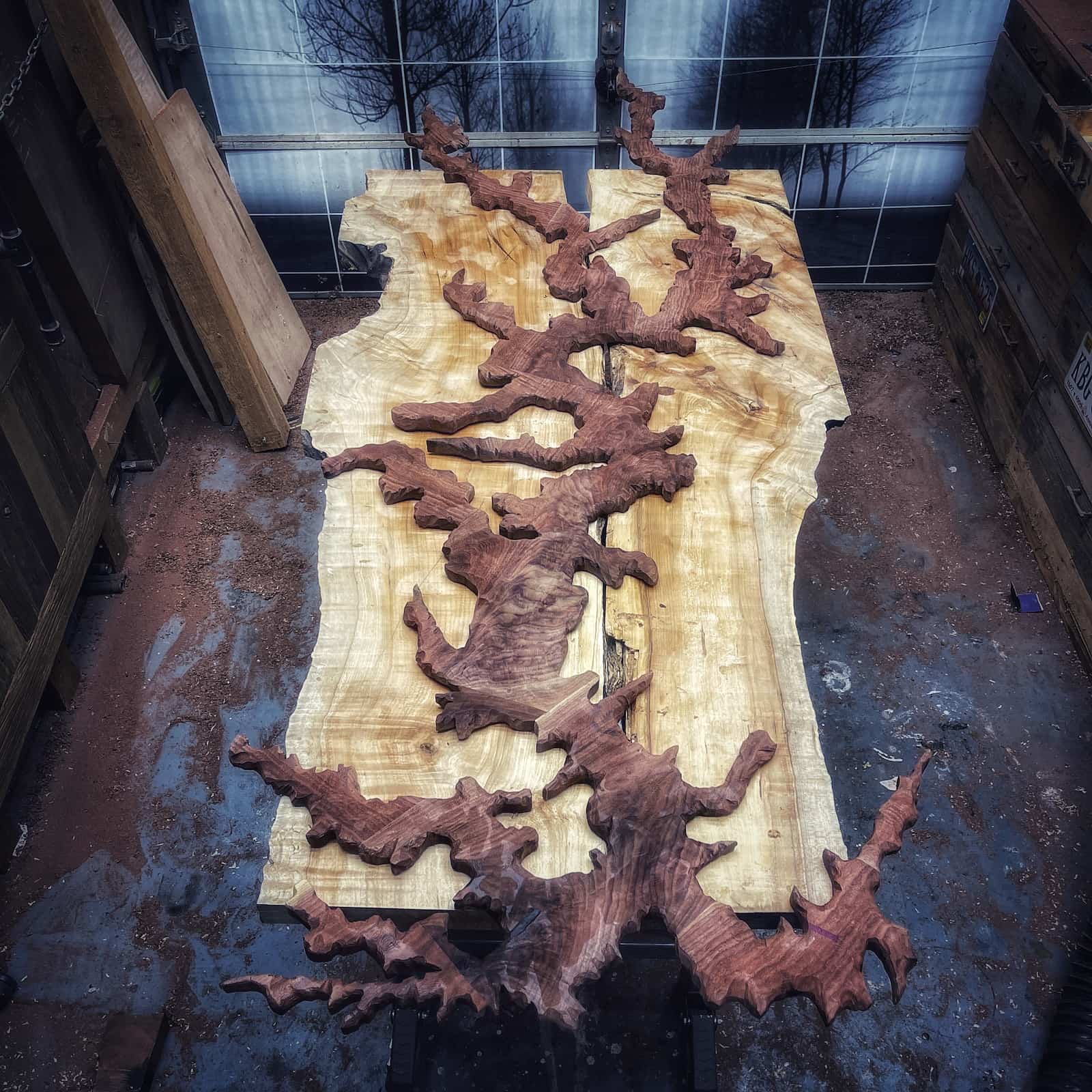 handcrafted hardwood wall art sculpture created for a Lake Wylie South Carolina home