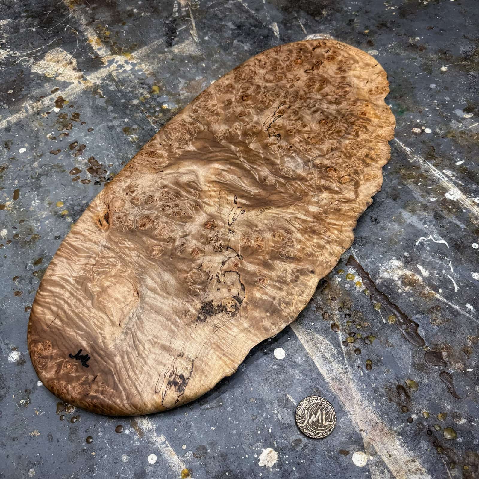 closeup of deep burl figure with rich natural color variation